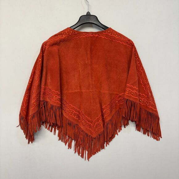 Vintage Newport News Suede Leather Poncho Western Cape SM Small Medium D052 -12 - Picture 12 of 16